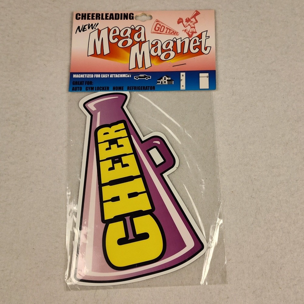 New Cheerleading Mega Magnet Megaphone Purple Yellow Car Locker Magnet Set of 8